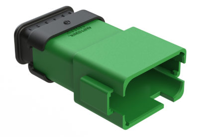 AT04 12PC SRGN AT RECEPTACLE 12 PIN GREEN C KEY STRAIN RELIEF H/SHRINK