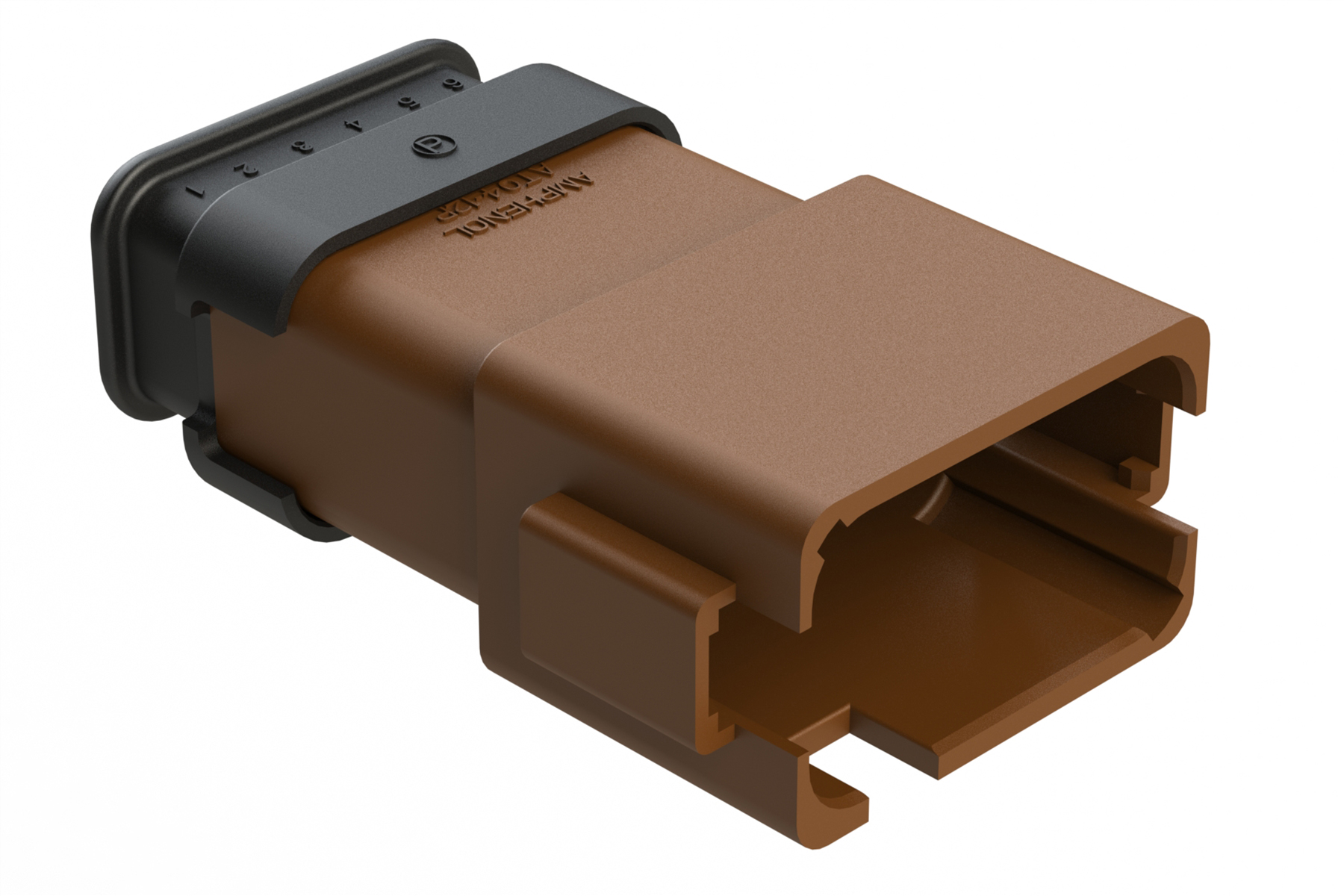 AT04 12PD SRBR AT RECEPTACLE 12 PIN BROWN D KEY STRAIN RELIEF H/SHRINK