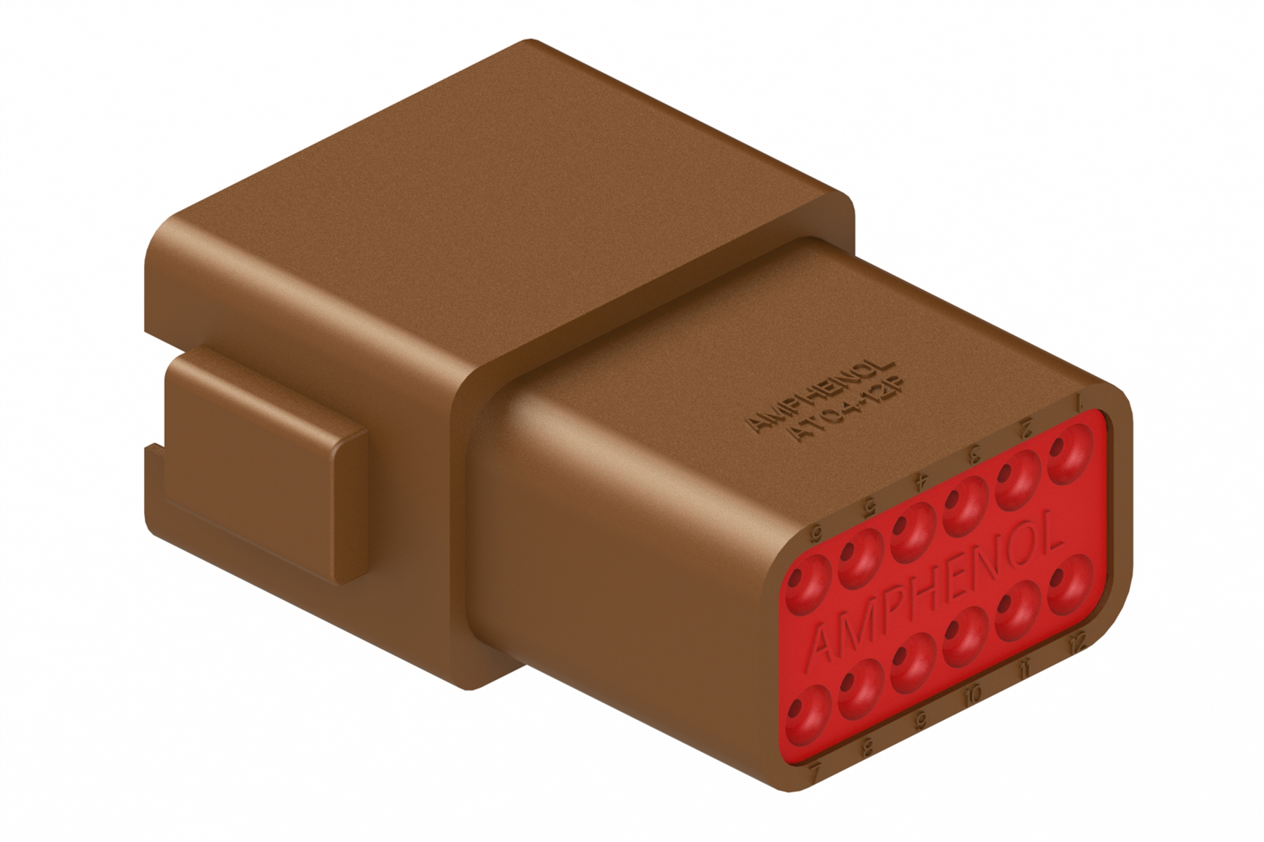 AT04 12PD 2 AT RECEPTACLE 12 PIN BROWN D KEY STRAIN RELIEF H/SHRINK